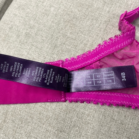 Journelle Isabel Lace Underwire Balconette Bra - NEW - 34B - Magenta - Picture 7 of 7